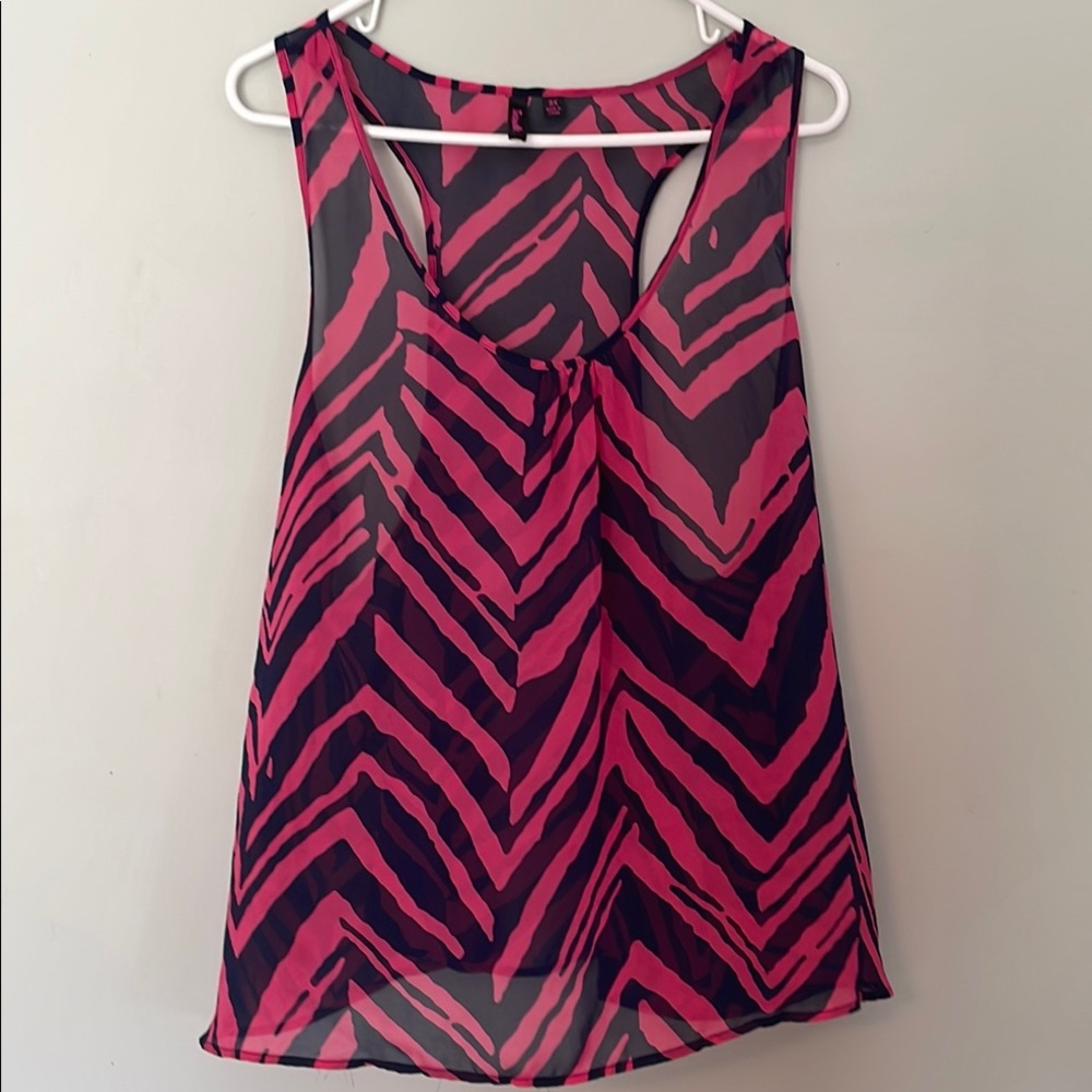 Pink and Black Chevron Women's Tank Top Sheer see through